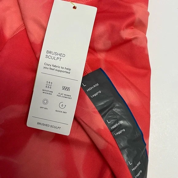 All In Motion Leggings Large High Rise Brushed Sculpt PINK Floral Side Pockets - Picture 7 of 8